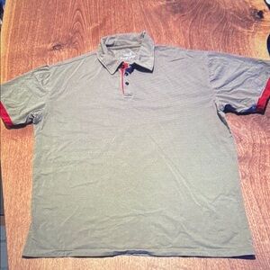 Men's Gray Polo Shirt with Red Accents